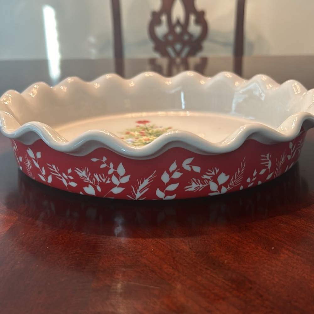 Pioneer Woman Holiday Pie Plate New With Tags, never used - Picture 2 of 4